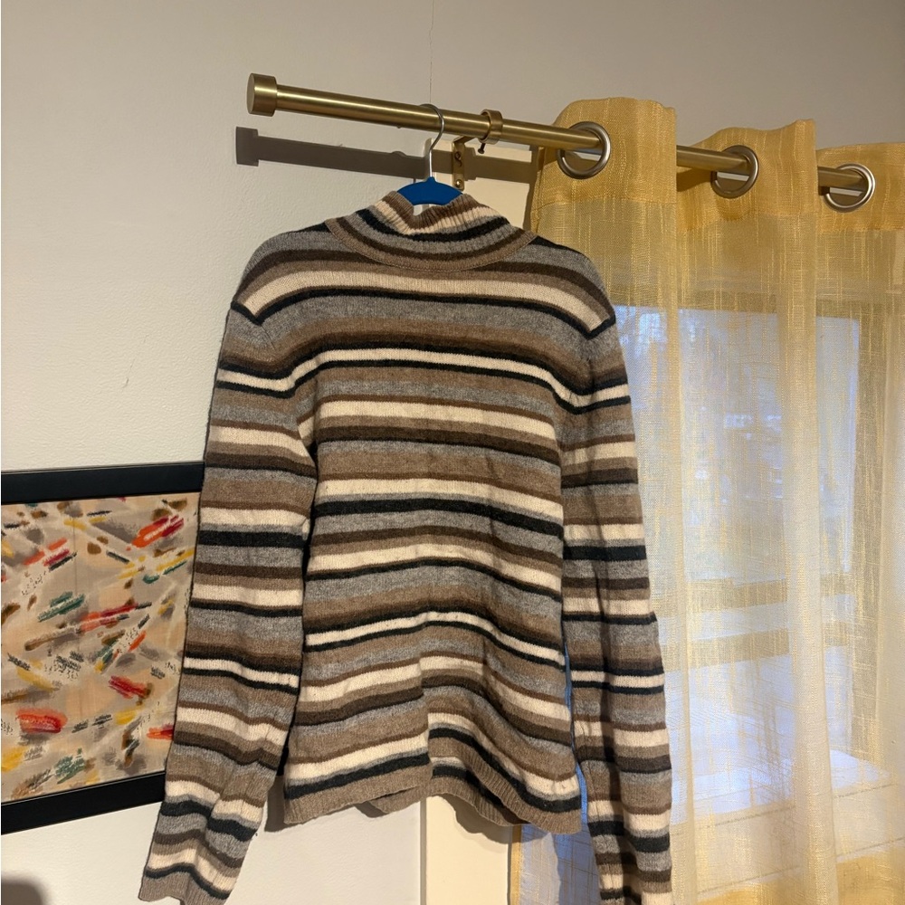 Striped Women's Sweater - Brown and Cream
